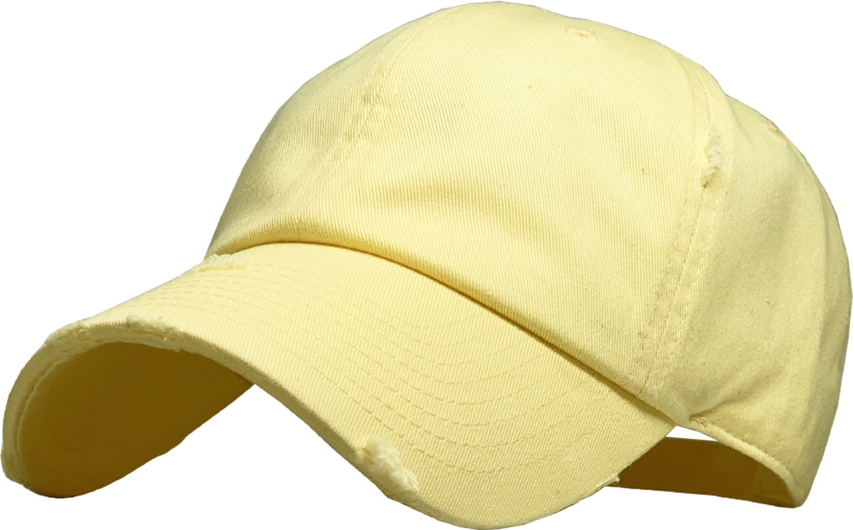 Vanilla Distressed Vintage Baseball Cap Front Side View
